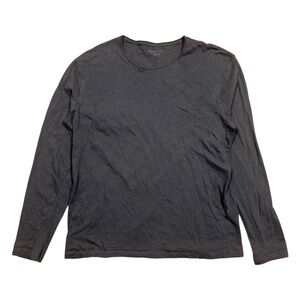 All Saints Figure Raw Hem Crewneck Gray L/S T Shirt Mens Large
